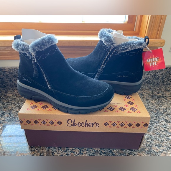 Skechers Shoes - Skechers Women's Black and Gray Fur-Top Boots